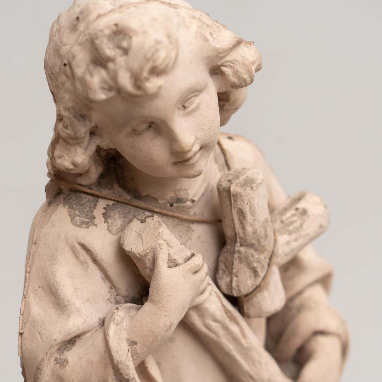 Ensemble de 3 figures religieuses traditionnelles en plâtre, artisanat catalane en vente 9