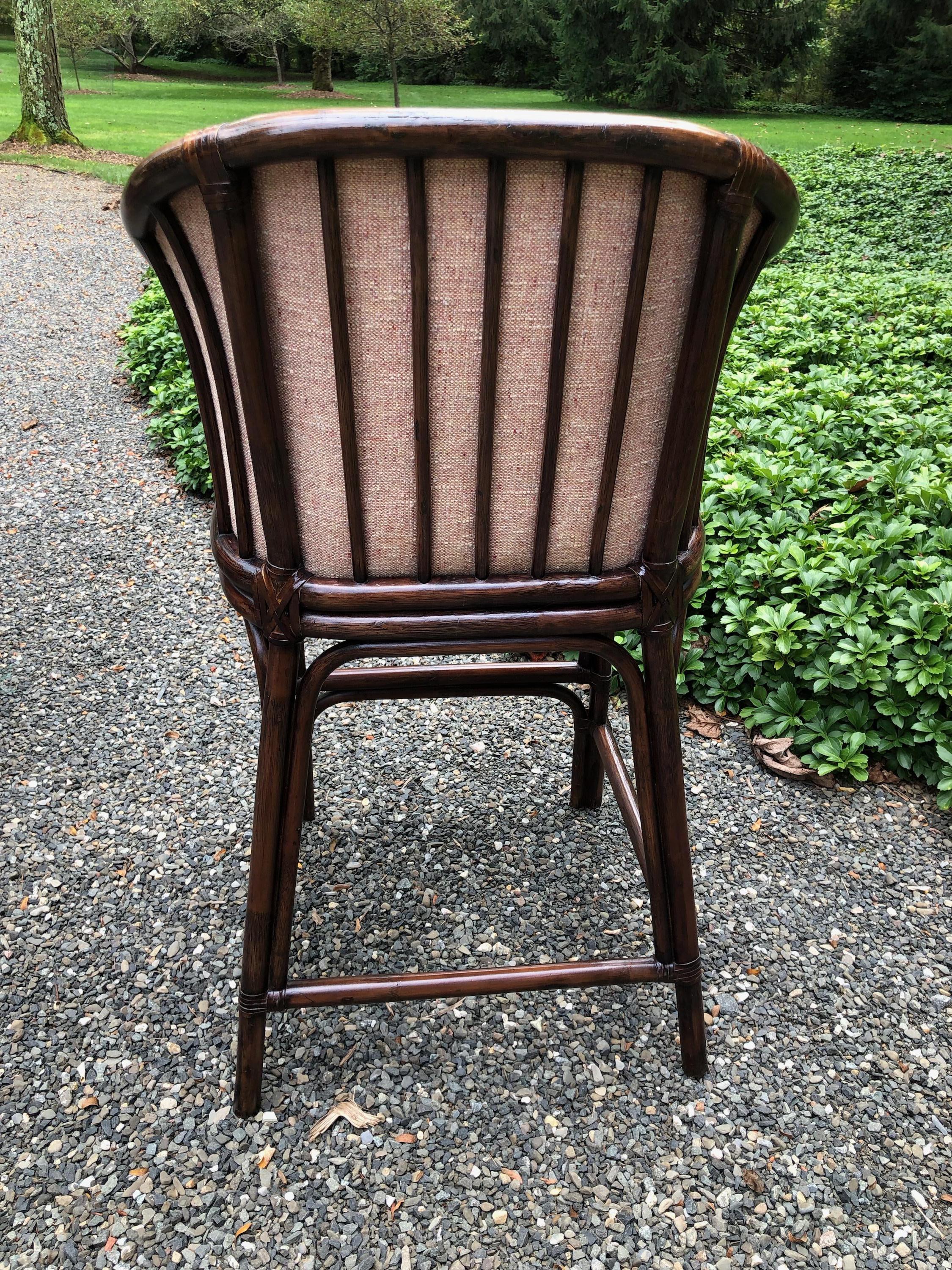 Set of 3 Traditional Wood and Rattan Bar Stools 4