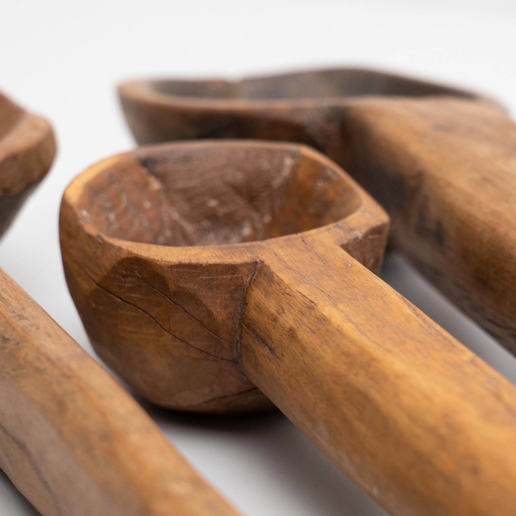 Set of 3 Traditional Wooden Rustic Primitive Carved Spoon 3