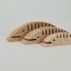 Ensemble de 3 sculptures en travertin pour Fratelli Mannelli