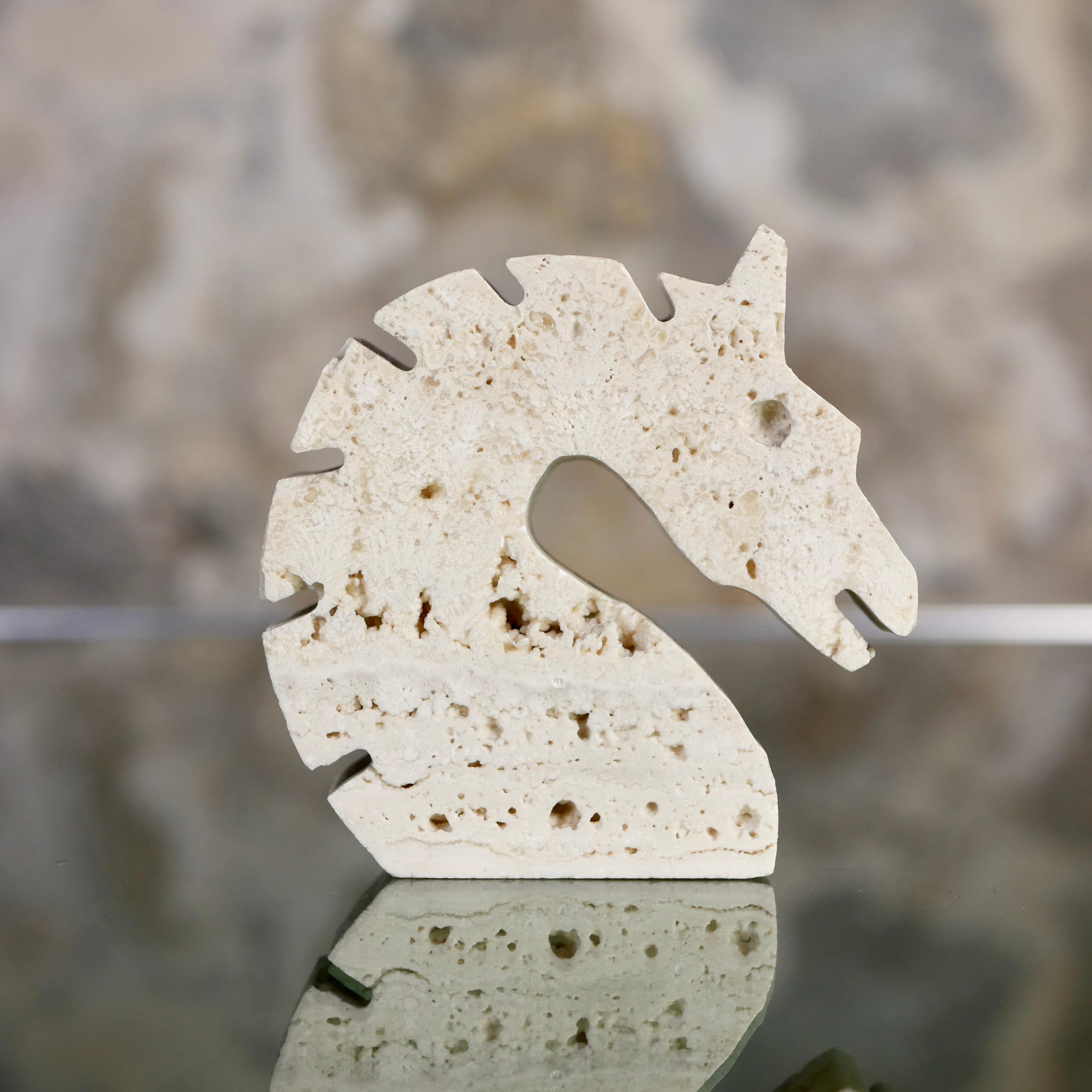 Travertine Set of 3 travertine sculptures of horses by Fratelli Mannelli, 1970s For Sale