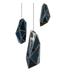 Lot de 3 lampes suspendues Traxler en acier poli miroir par Julian Mayor