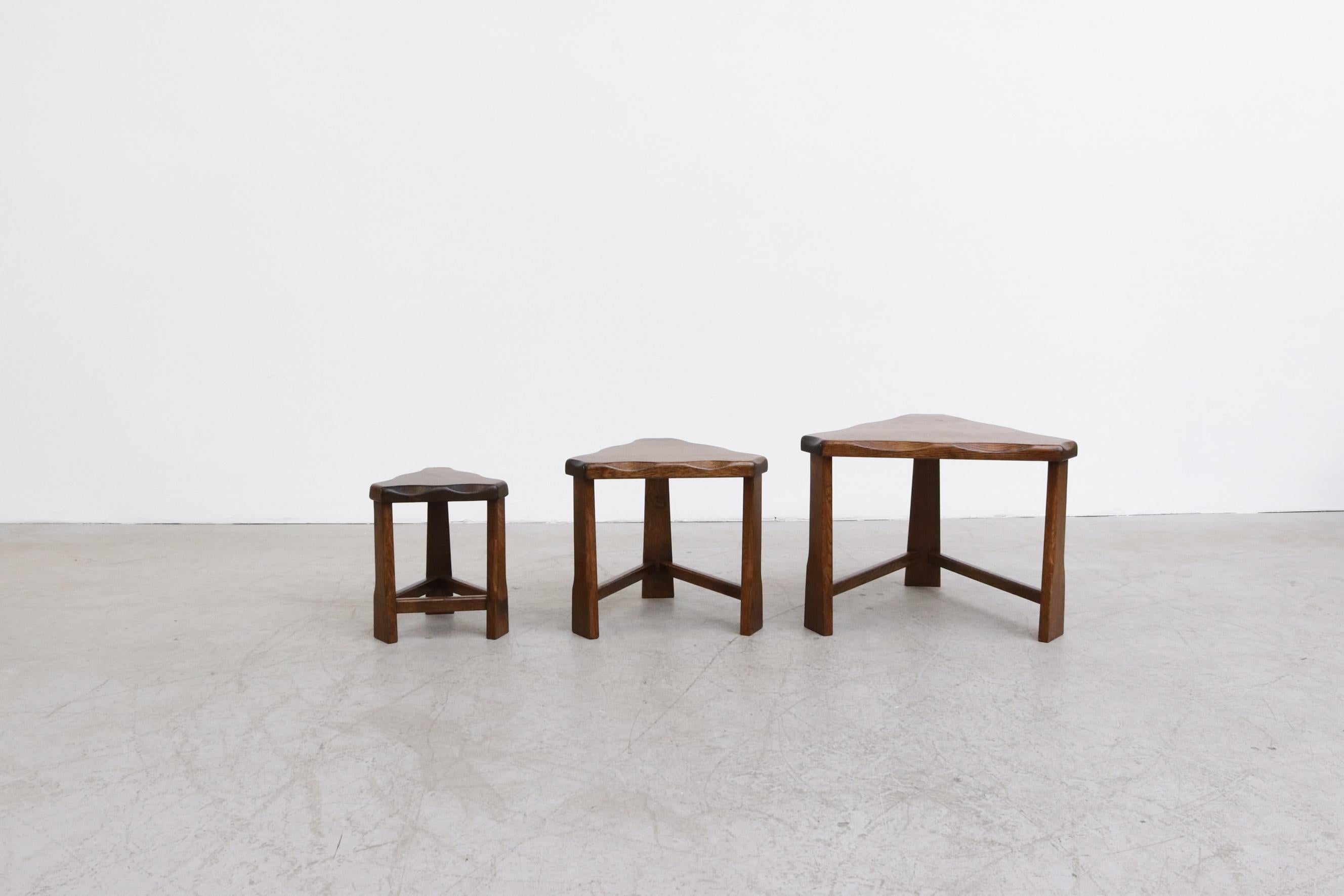 Set of 3 Triangle Brutalist Nesting Tables In Good Condition In Los Angeles, CA