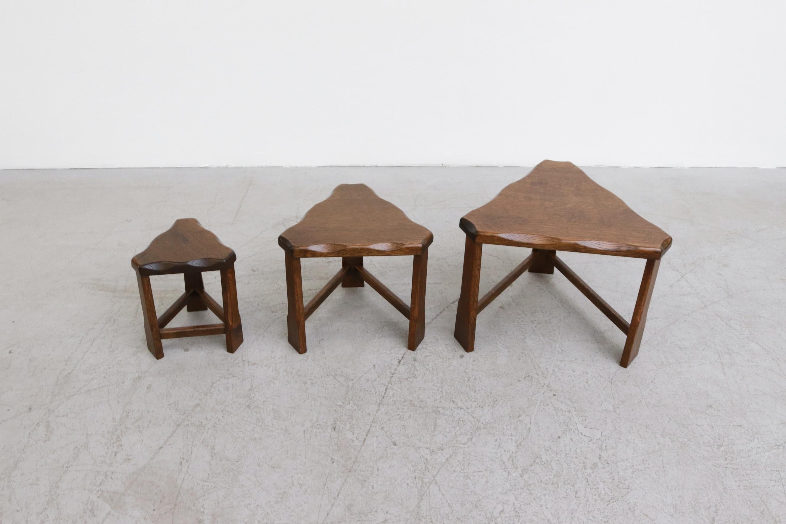 20th Century Set of 3 Triangle Brutalist Nesting Tables