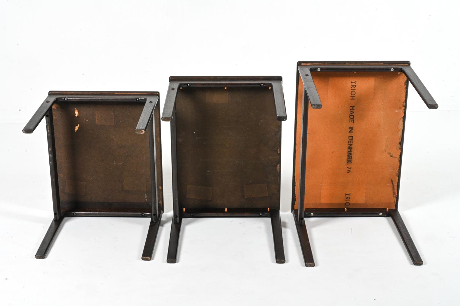 Set of '3' Trioh Møbelfabrik Oak Nesting Tables with Ox Art Studio Ceramic Tiles For Sale 11