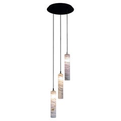 Set Of 3 Tubular Bells Pendant Lamps by United Alabaster