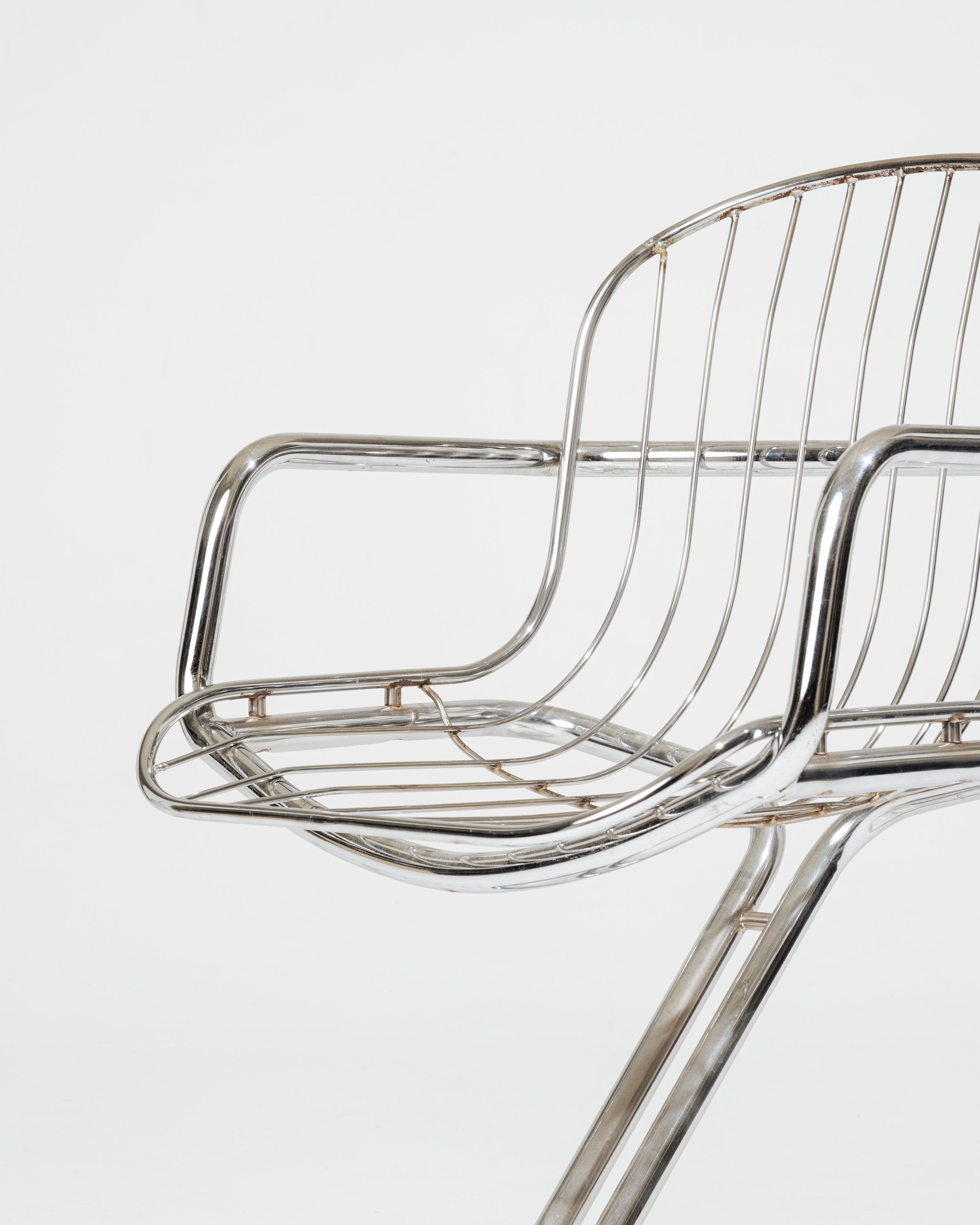 Set of 3 tubular chrome chairs, 1970s For Sale 3