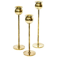 Set of 3 "Tulip" Candleholders by Pierre Forssell for Skultuna