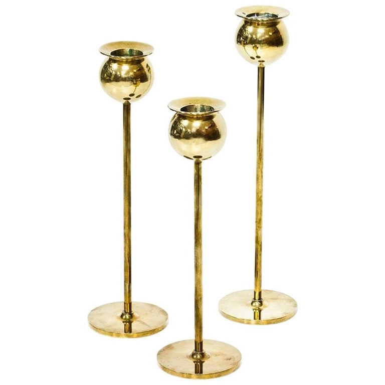Set of 3 "Tulip" Candleholders by Pierre Forssell for Skultuna at 1stDibs