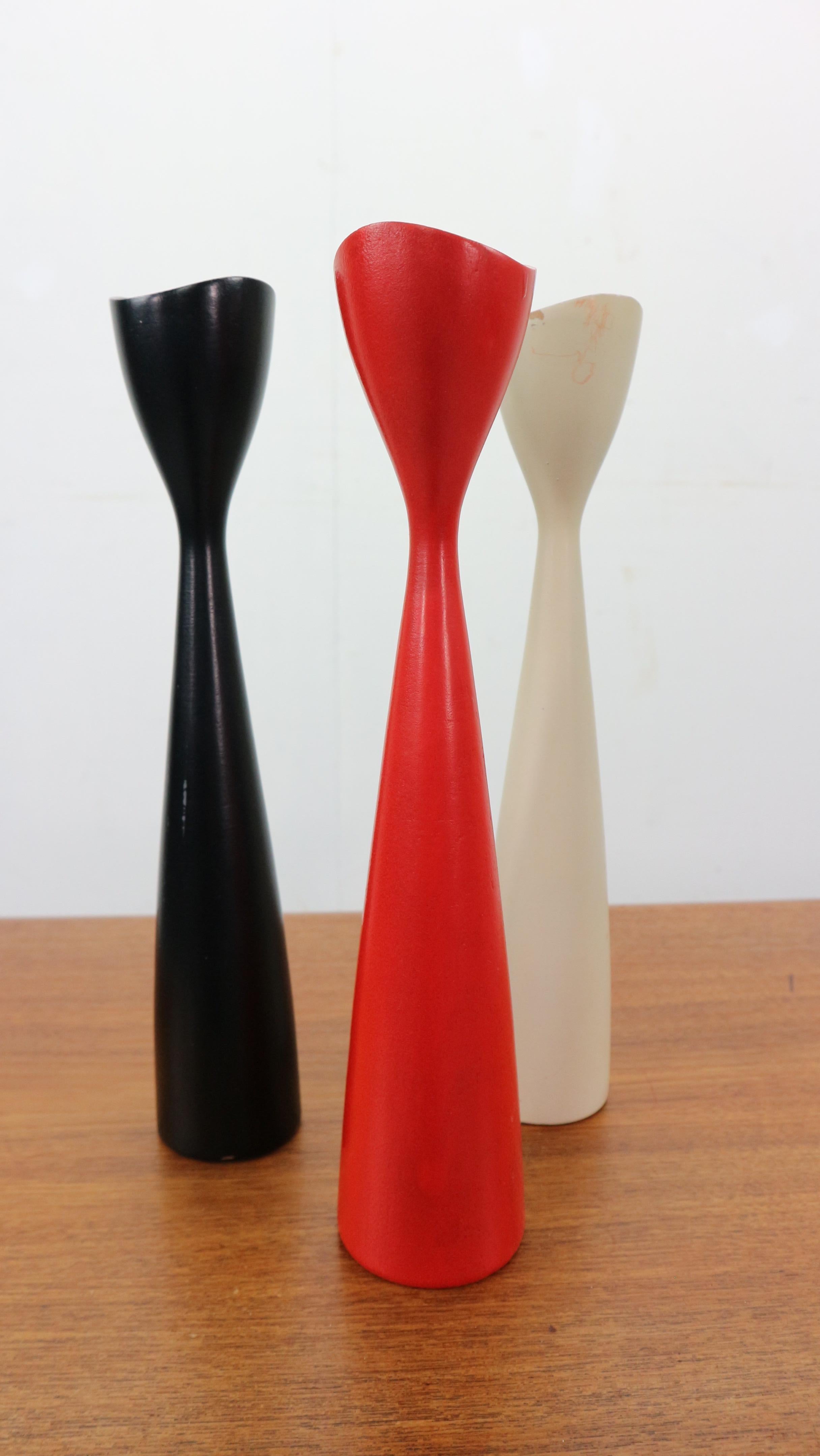 Set of 3 tulip shaped  Candlesticks by Brdr Bonfils of Denmark, 1960s For Sale 6