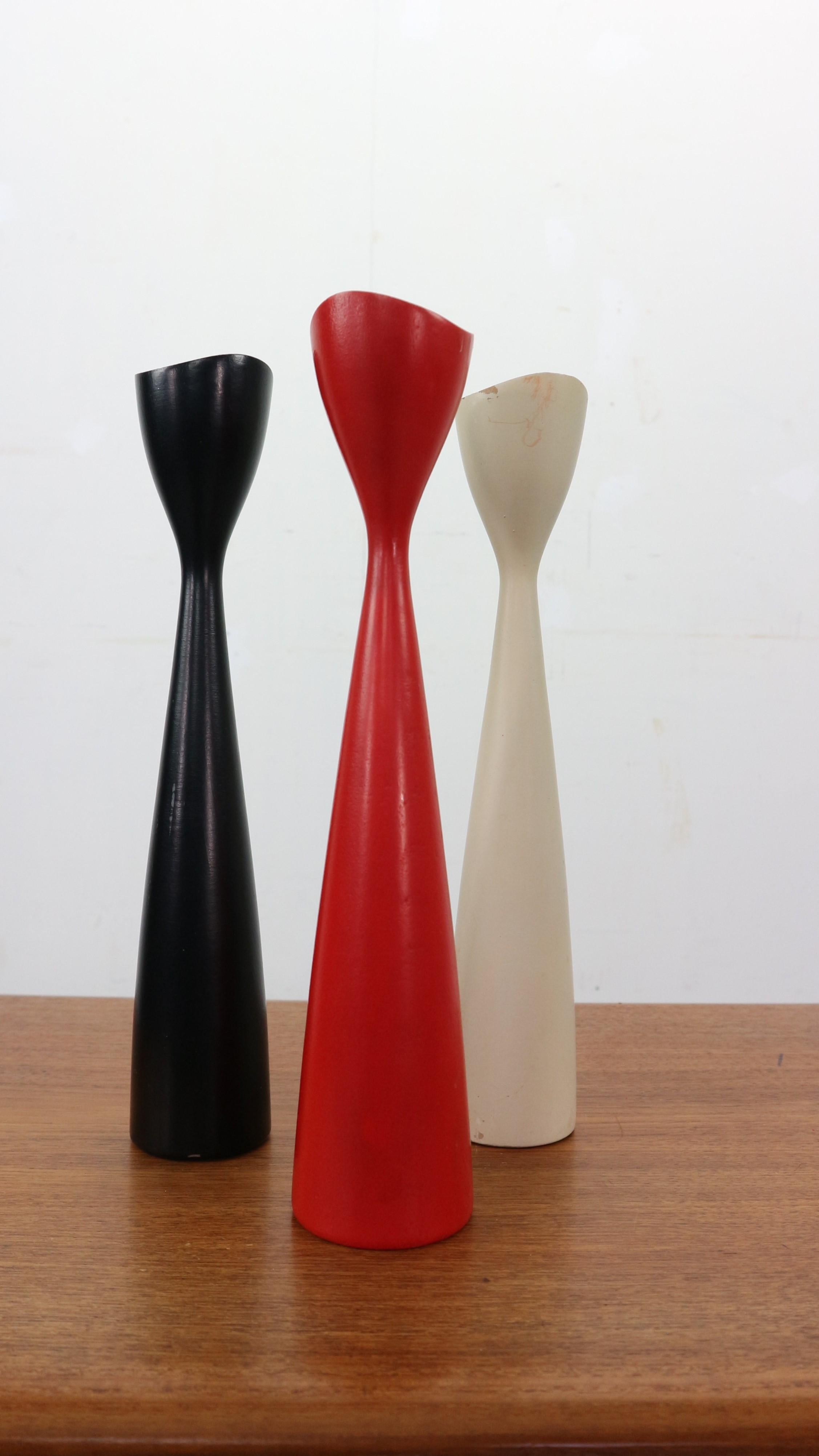 Set of 3 tulip shaped  Candlesticks by Brdr Bonfils of Denmark, 1960s For Sale 8