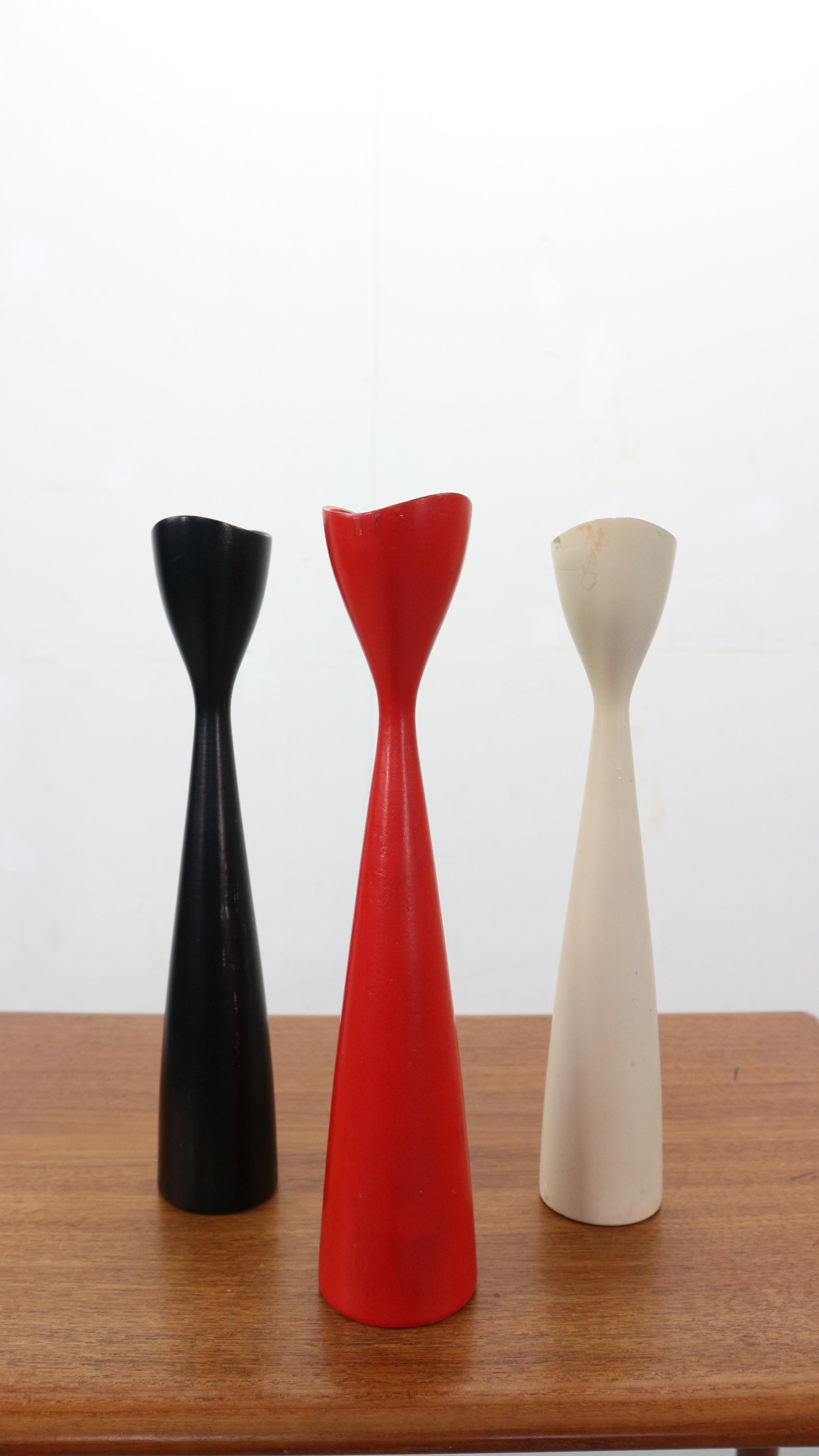 Set of 3 tulip shaped  Candlesticks by Brdr Bonfils of Denmark, 1960s For Sale 11