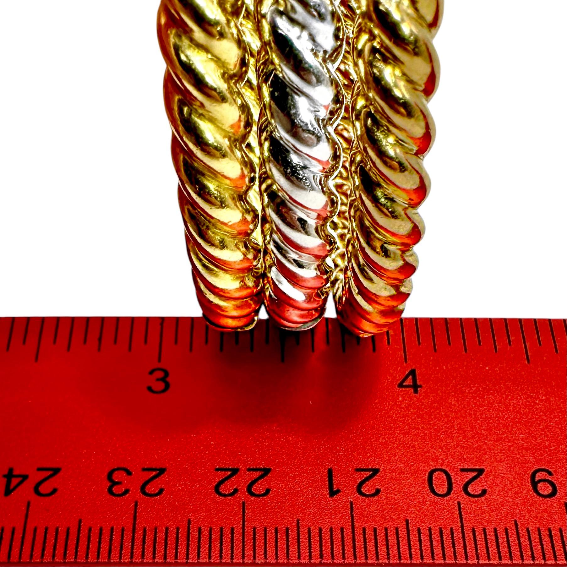 Set aus 3 ovalen Armbändern mit gedrehtem Seil und Scharnier 18K Gelb-, Weiß- und Roségold im Angebot 5