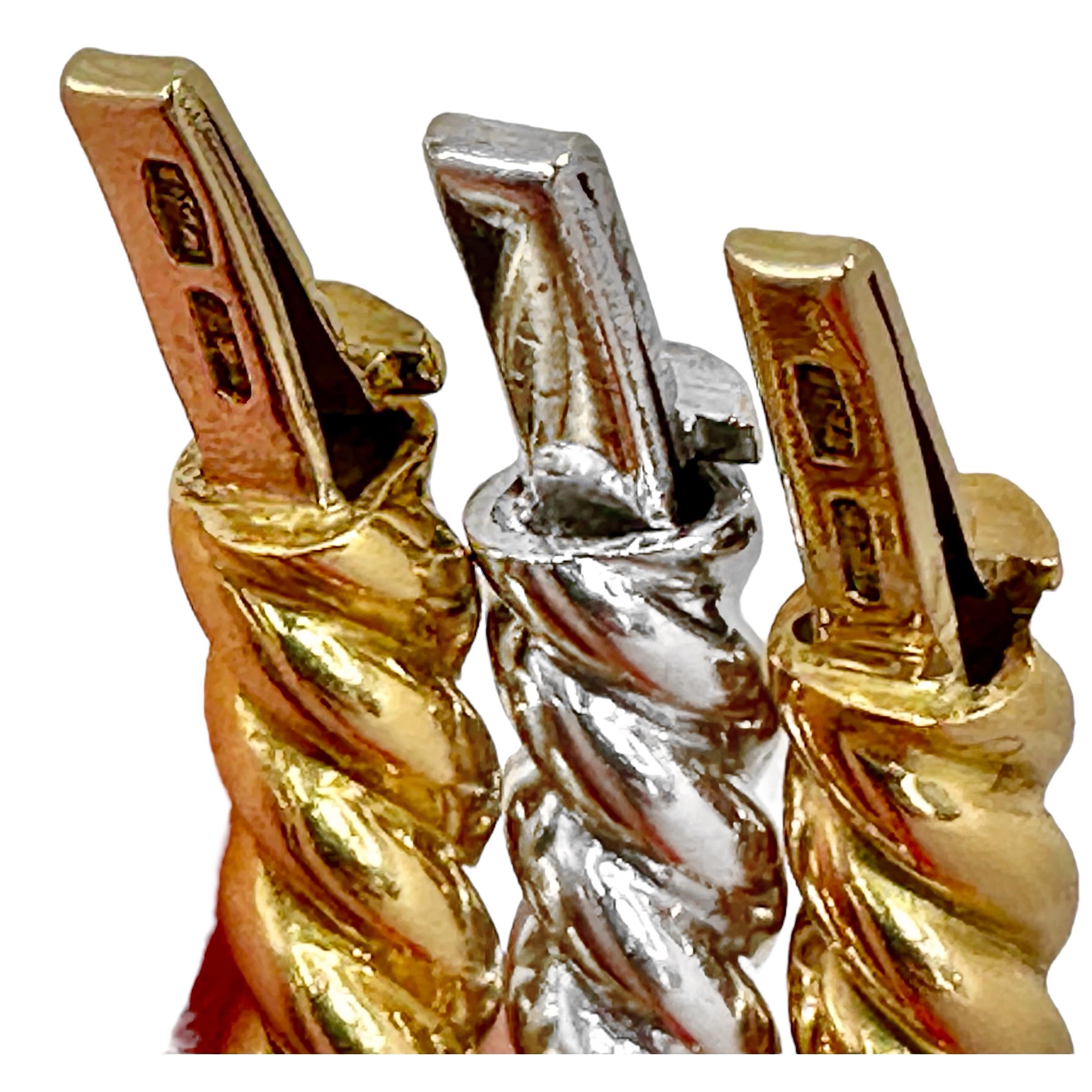 Set aus 3 ovalen Armbändern mit gedrehtem Seil und Scharnier 18K Gelb-, Weiß- und Roségold im Angebot 4