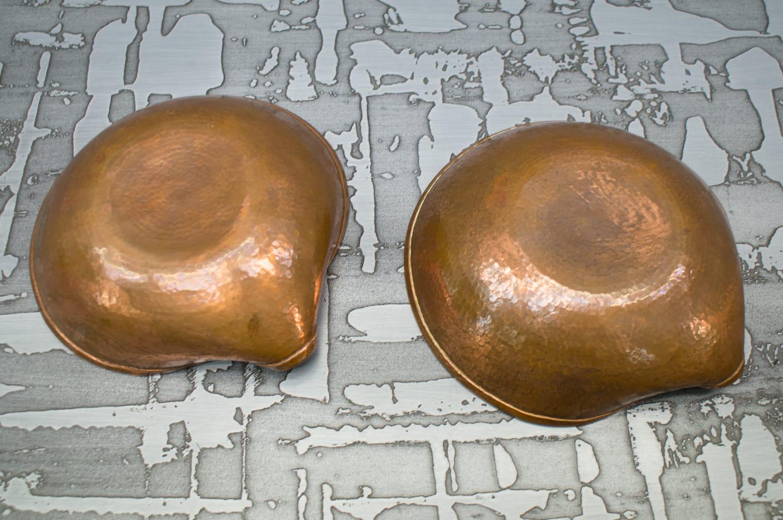 Set of Three Unique Copper Hand Beaten German Bowls, Germany, 1950s 5