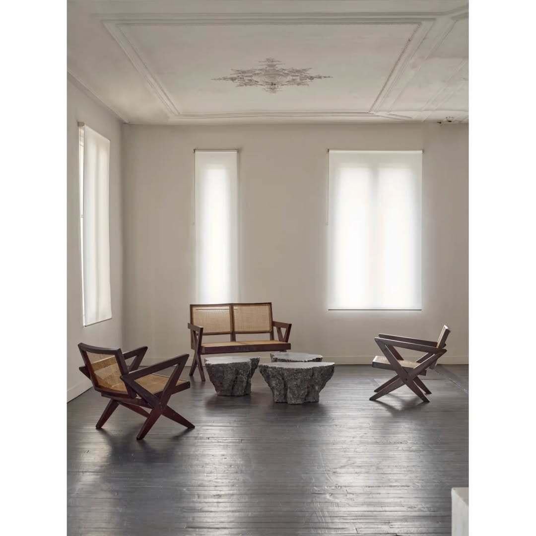 Set Of 3 Unique Naural Form, Dark Grey Ceramicc Coffee Tables by Niclas Wolf For Sale 2