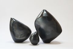 Set of 3 Unique Vasijas Para Sembrar Agua, Black Vessels by Soledad Christie