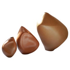 Set of 3 Unique Vasijas Para Sembrar Agua, Red Vessels by Soledad Christie