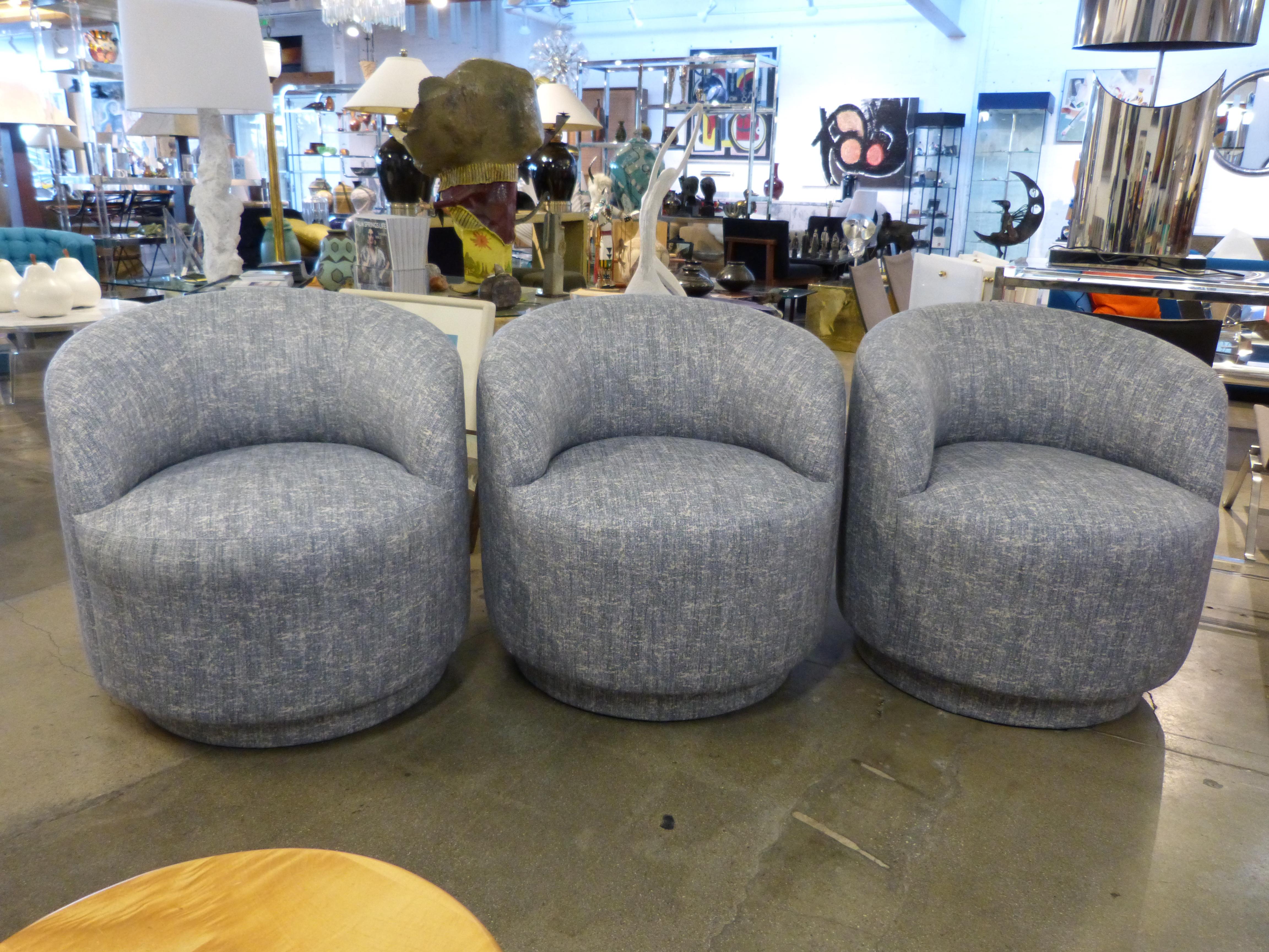 American Set of 3 Upholstered Chairs on Platforms