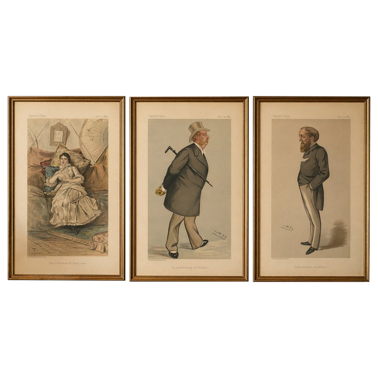 Set of 3 Vanity Fair Caricatures – Aristocracy & Politics Portraits 1883