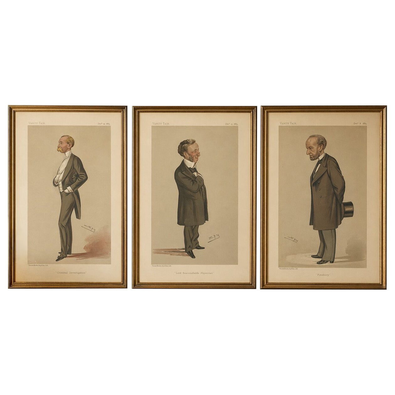Set of 3 Vanity Fair Spy Caricatures – Named Victorian Figures, 1883