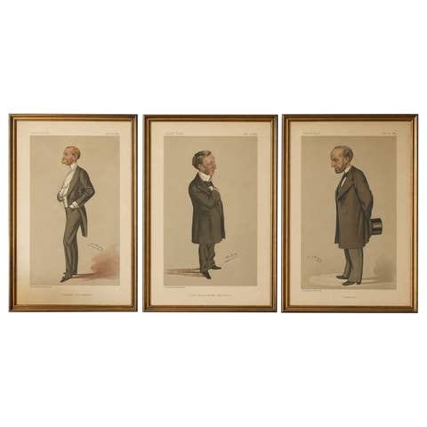 Set of 3 Vanity Fair Spy Caricatures – Named Victorian Figures, 1883