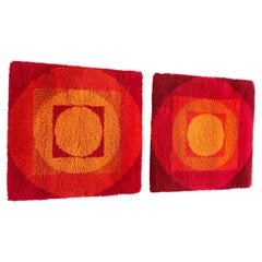 set of 3 Varia Set 84x84cm Wall Rug, VERNER PANTON attrib for Vorwerk Germany