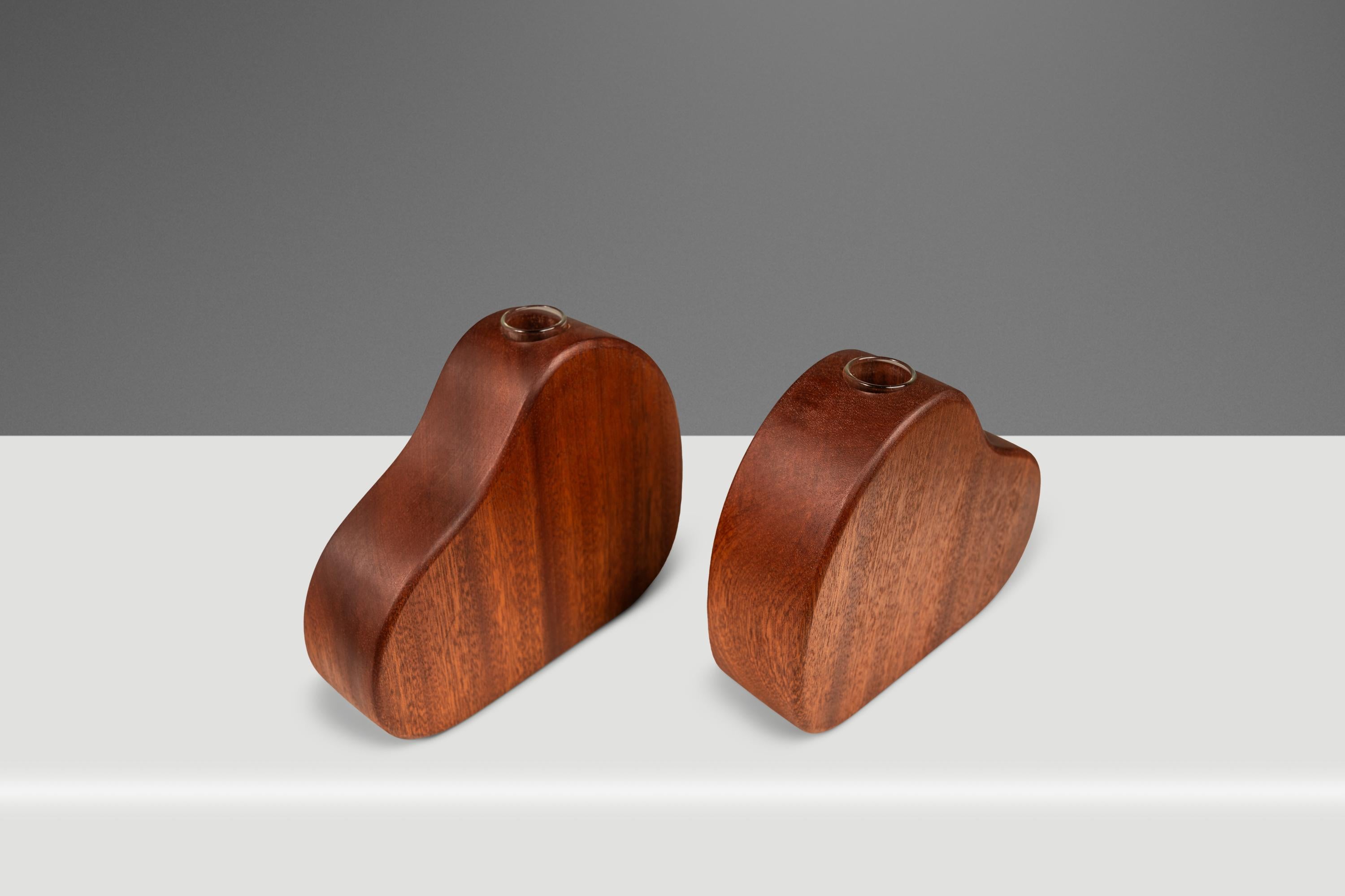 Juego de 3 jarrones tallados en sapeli, Mark Leblanc, Leblanc Studio, EE.UU., c. 2020s Madera de sapeli en venta