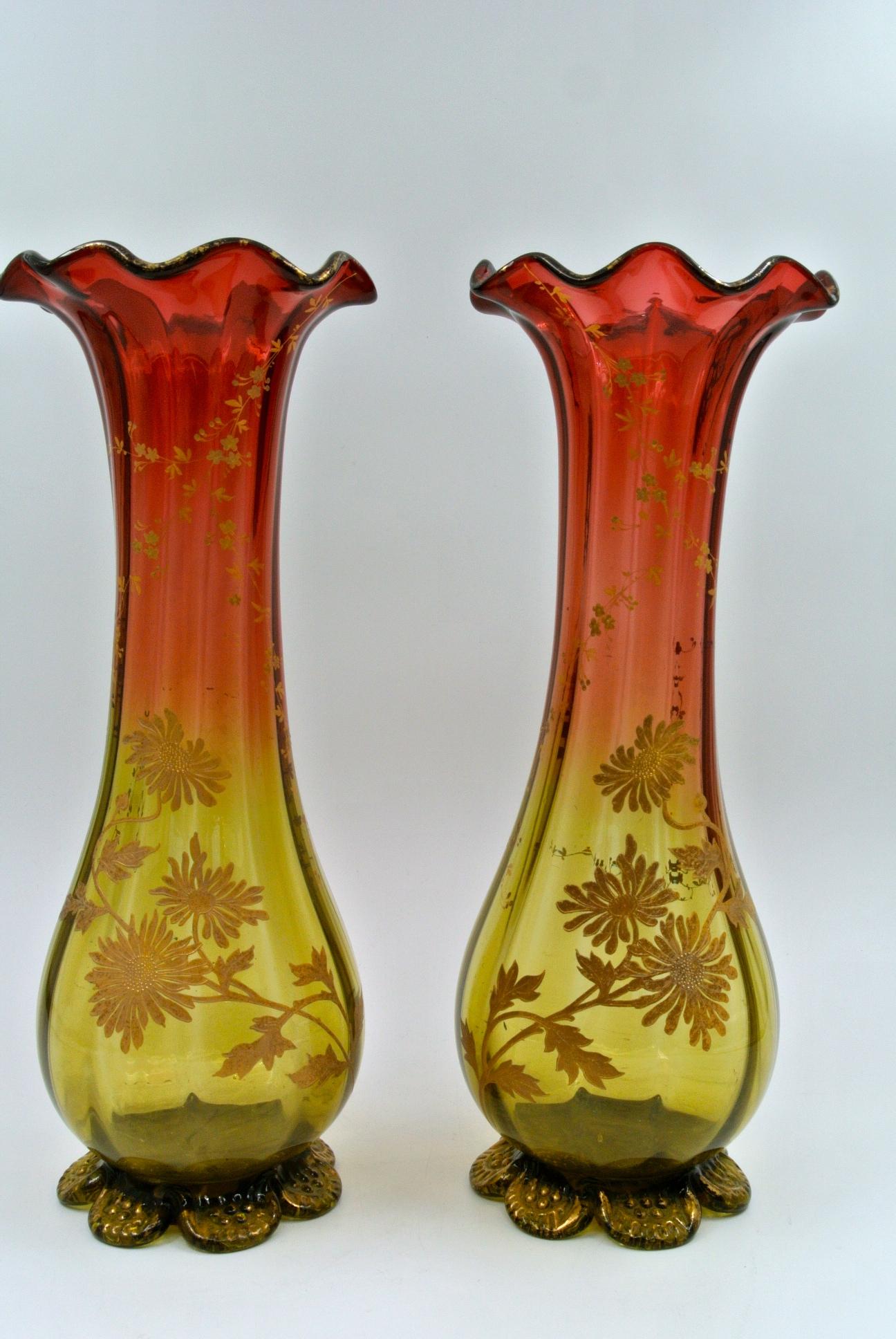 Set of 3 Vases, Enameled Crystal 12