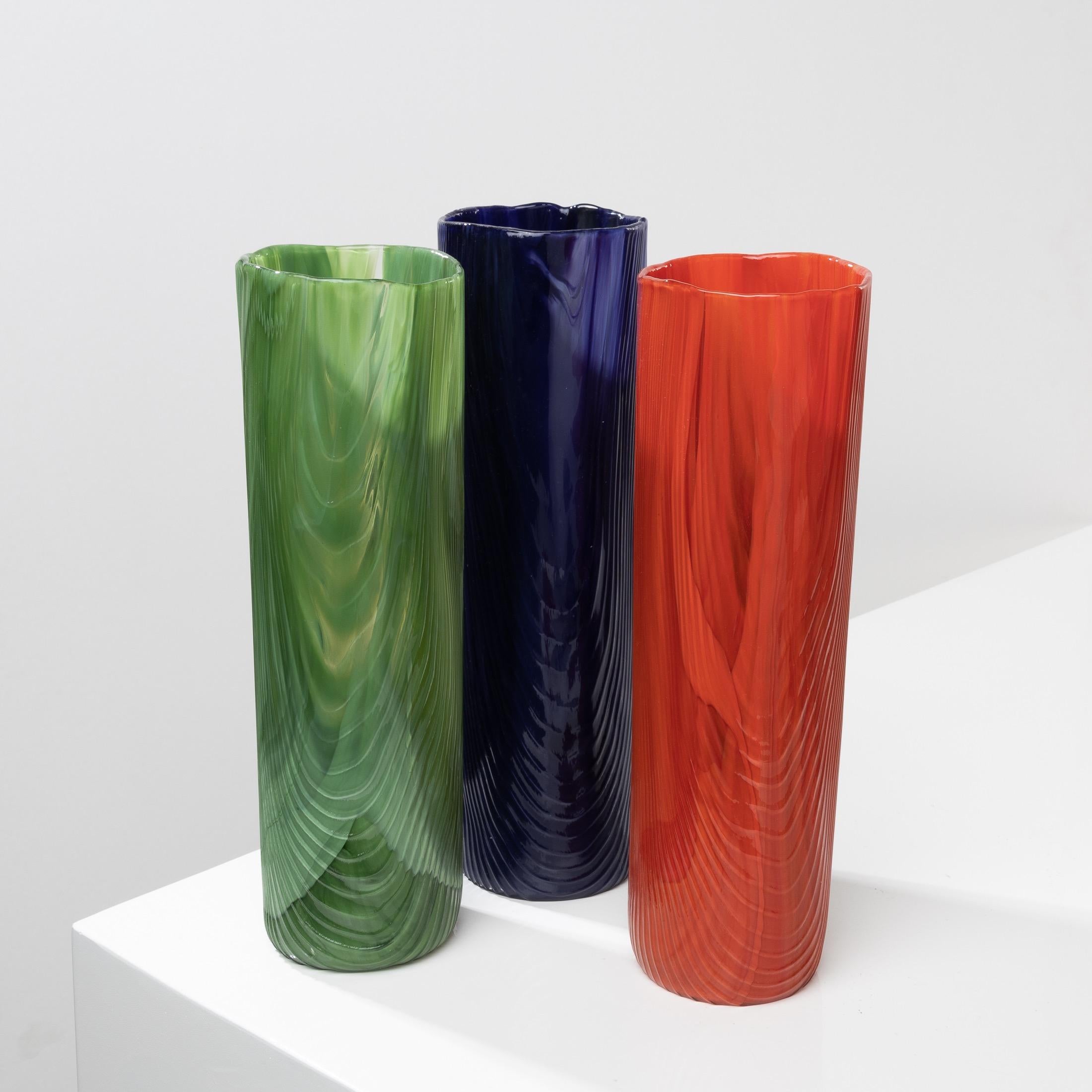 Mid-Century Modern Set of 3 Vases from the “Tronchi” Series by Toni Zuccheri, Venini, Italy