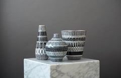 Set of 3 Vases 'Grafika' by Ingrid Atterberg, Upsala-Ekeby, Sweden, 1950s