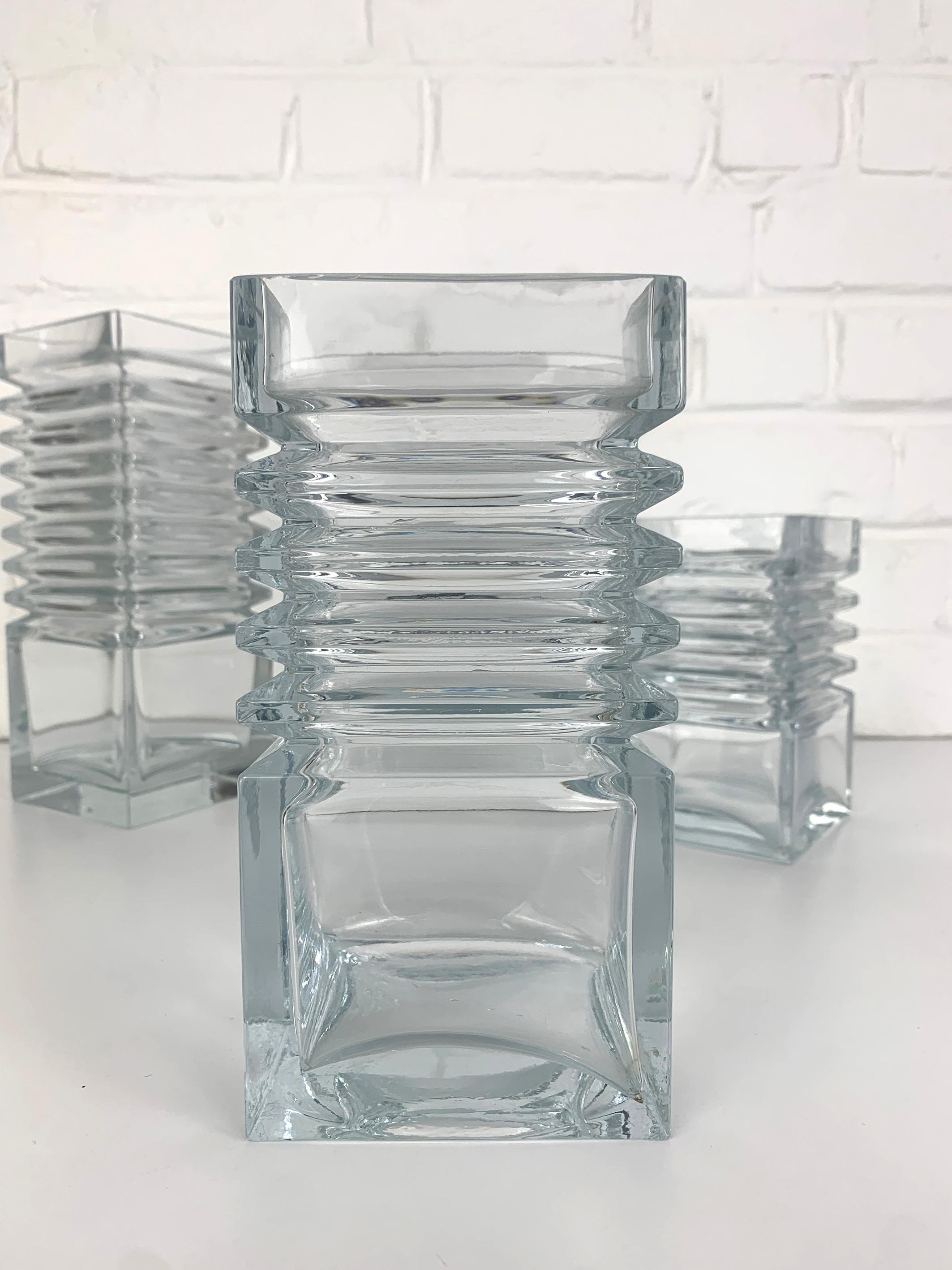 20th Century Set of 3 Vases Harmonikka,  Tamara Aladin for  Riihimäki Lasi Oy, Finland For Sale