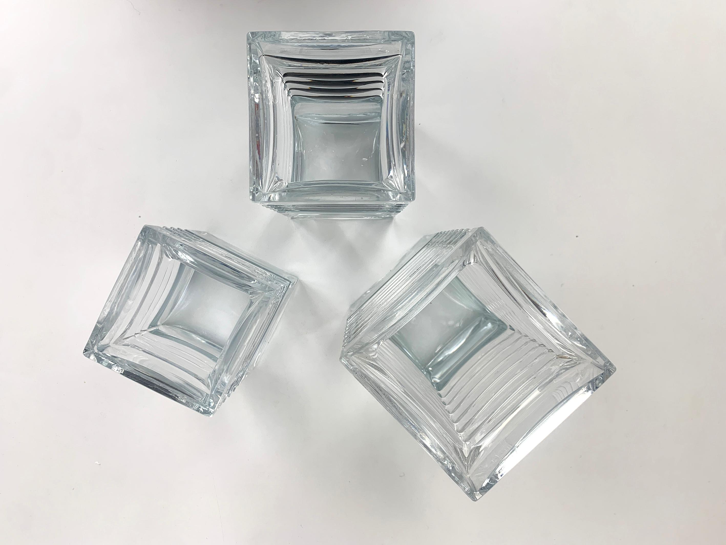 Glass Set of 3 Vases Harmonikka,  Tamara Aladin for  Riihimäki Lasi Oy, Finland For Sale