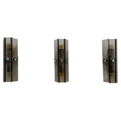 Set of 3 Veca glass wall lamp / sconce , 1970s italy