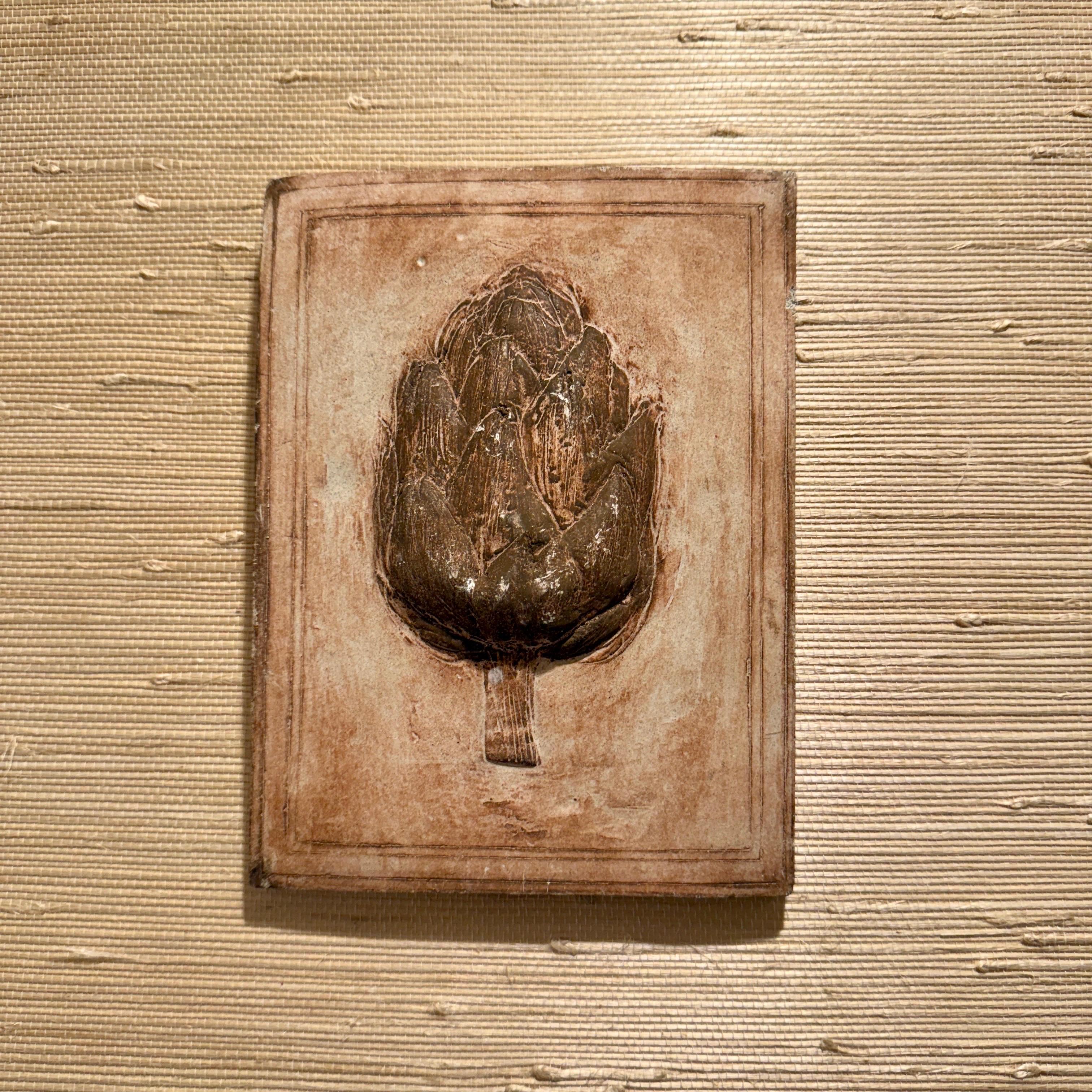 Set de 3 Azulejos de Cerámica con Motivo Vegetal Decoración de Pared Esculturas en venta 1