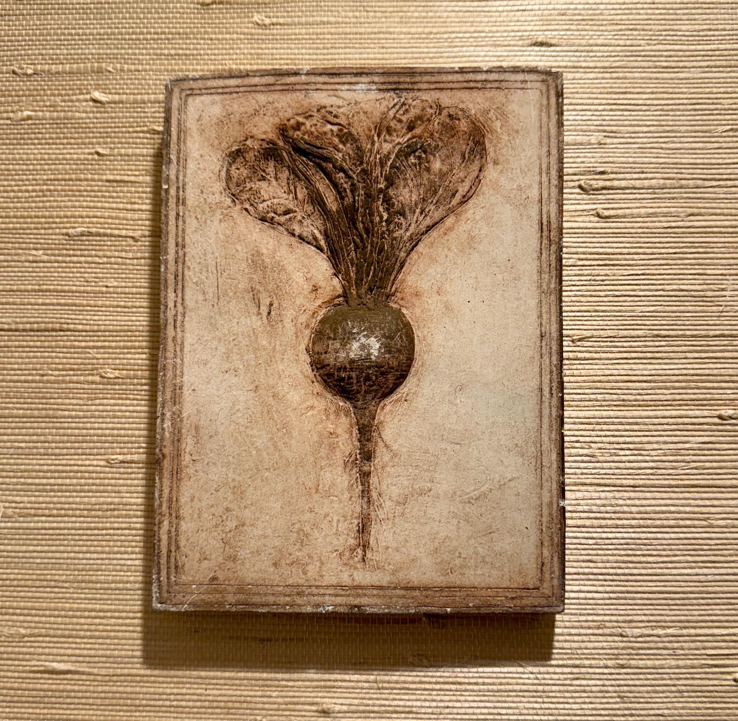 Set de 3 Azulejos de Cerámica con Motivo Vegetal Decoración de Pared Esculturas en Bueno estado para la venta en Haddonfield, NJ