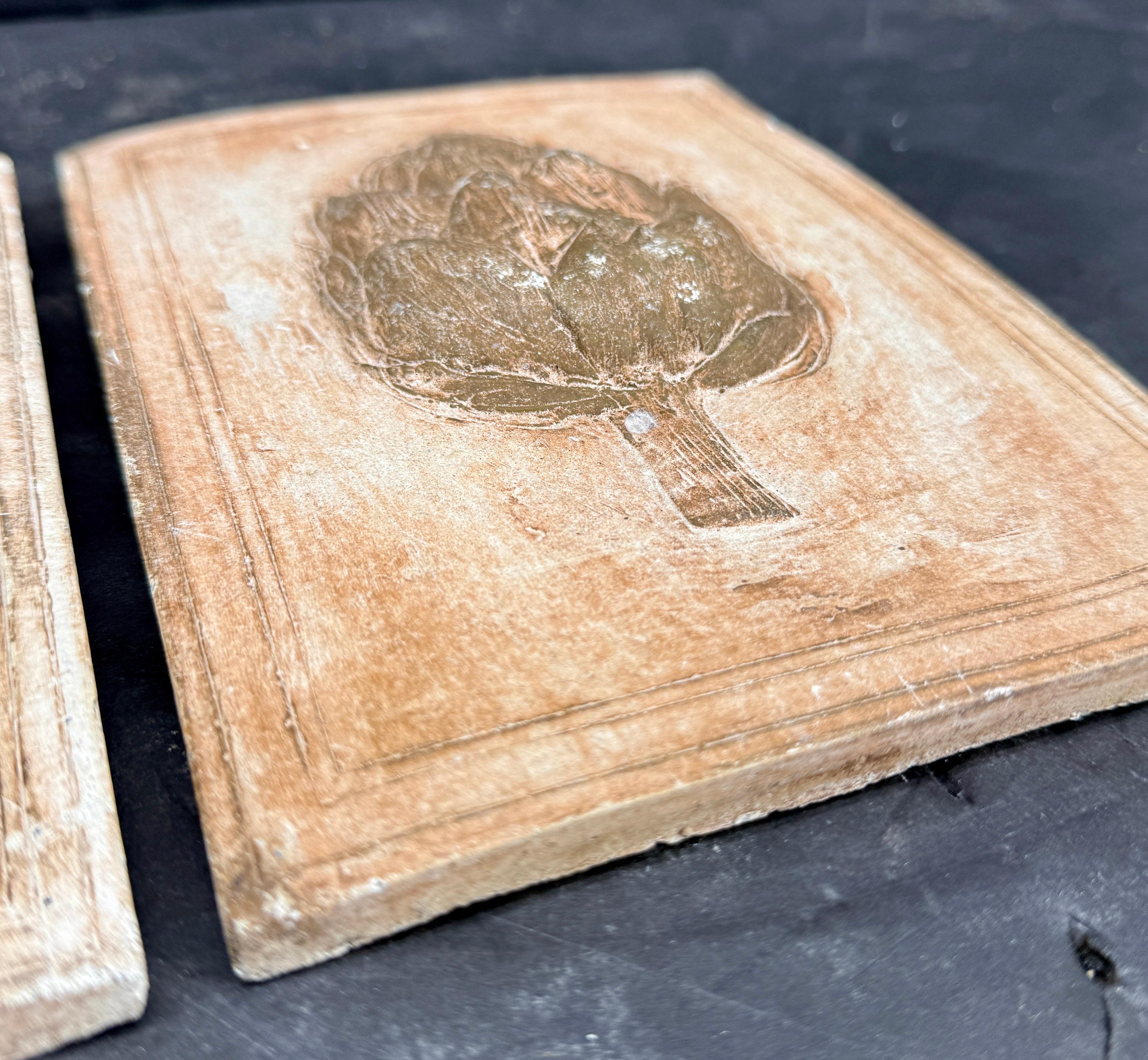 Set de 3 Azulejos de Cerámica con Motivo Vegetal Decoración de Pared Esculturas en venta 7