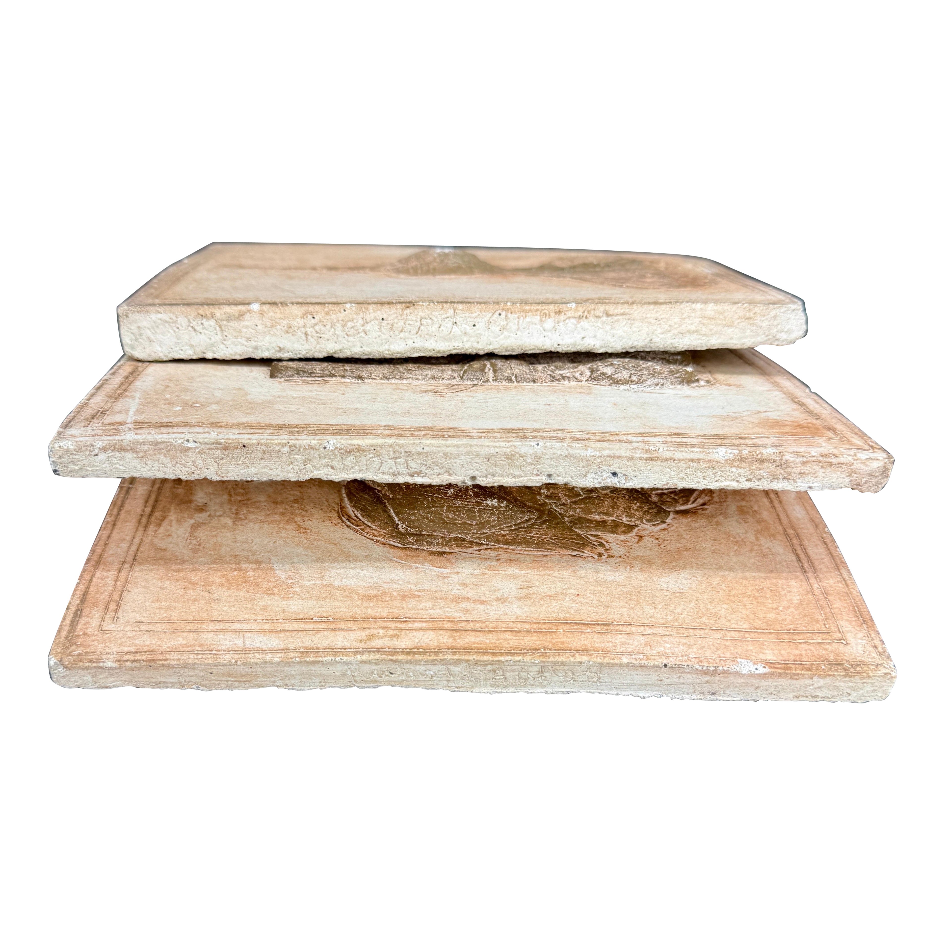 Set de 3 Azulejos de Cerámica con Motivo Vegetal Decoración de Pared Esculturas en venta 12