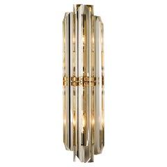 Set of 3 Venini Style Murano Glass and Gilt Brass Sconces, 1960s