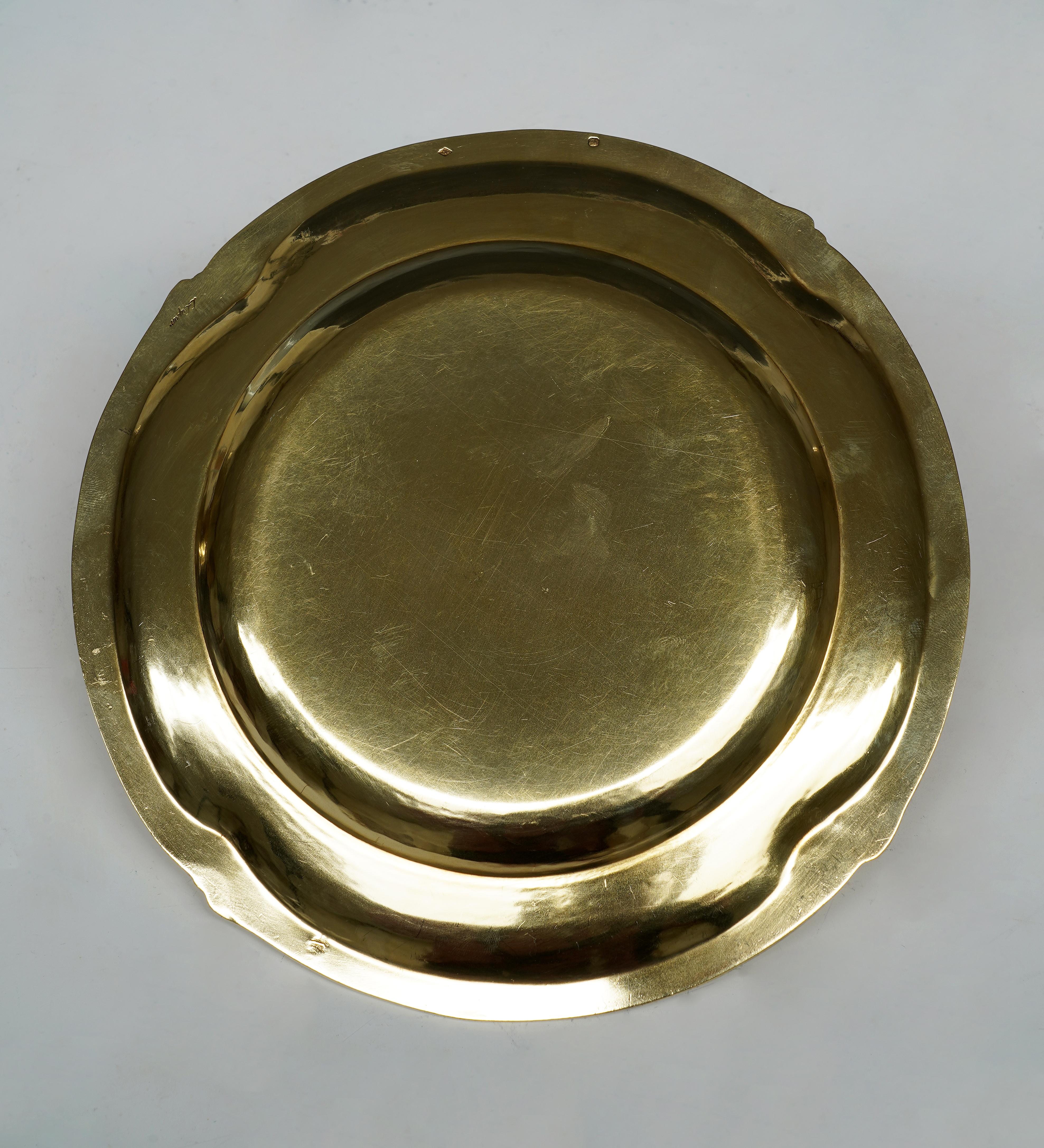 Fine XIX secolo Set di 3 piatti in vermeil di L. Lapar, Francia, circa 1885 in vendita