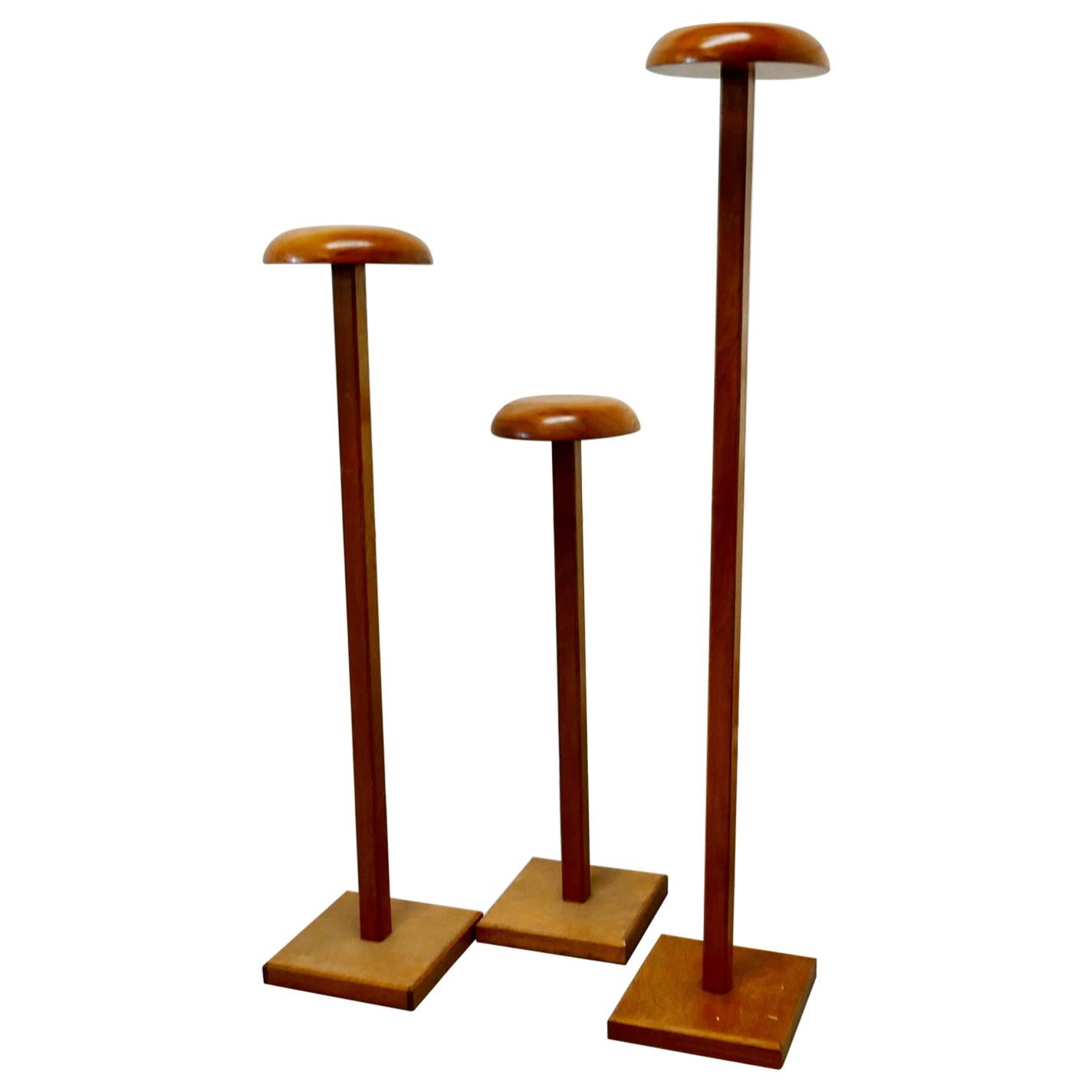 Set of 3 Very High Taylor’s Wooden Fabric Display Shop Stands For Sale