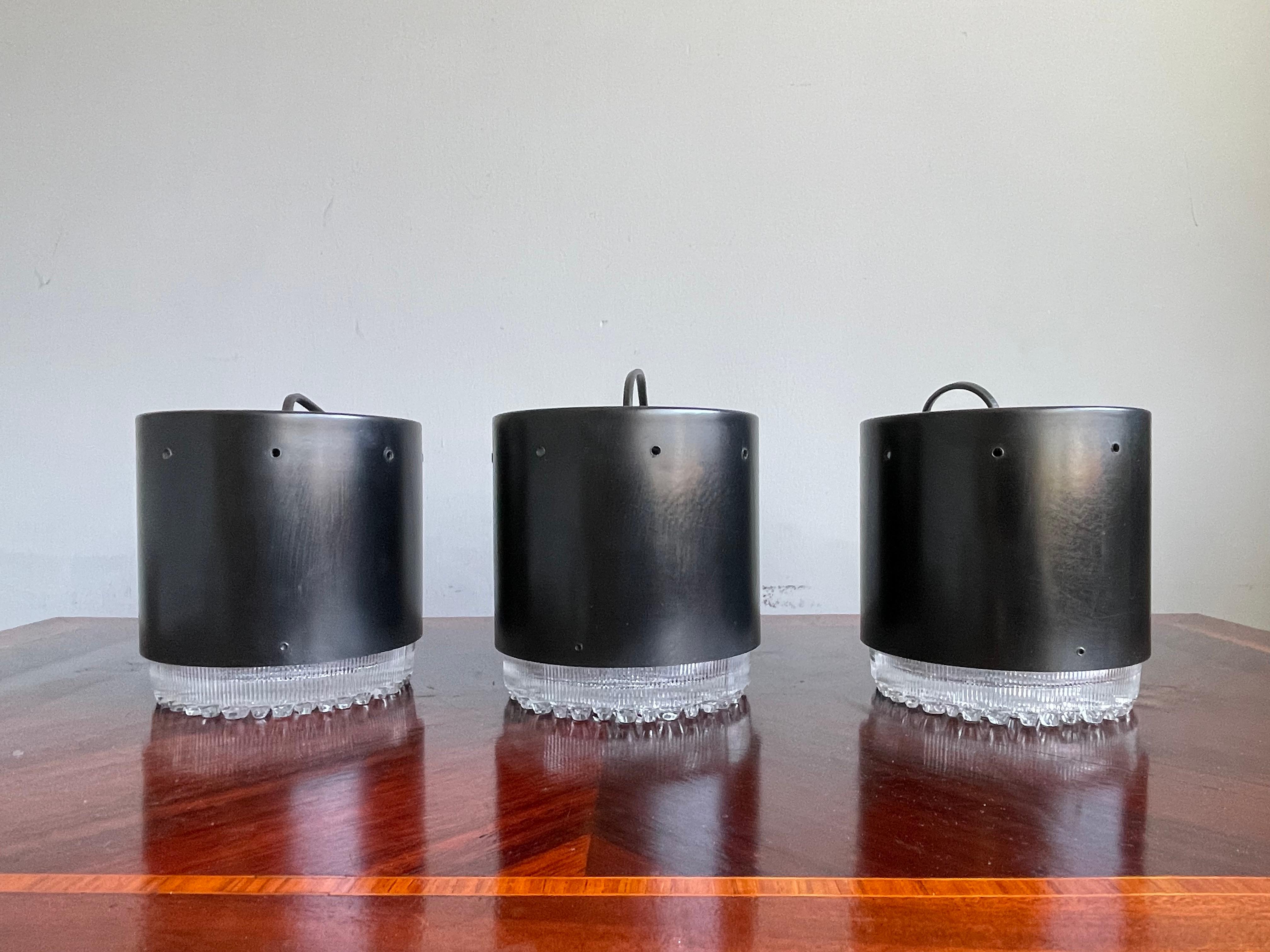 Set of 3 Very Rare Midcentury Modern Flush Mounts by RAAK Amsterdam 1960s For Sale 11