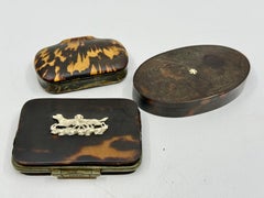 Juego de 3 cajas de rapé o baratijas victorianas de cuerno