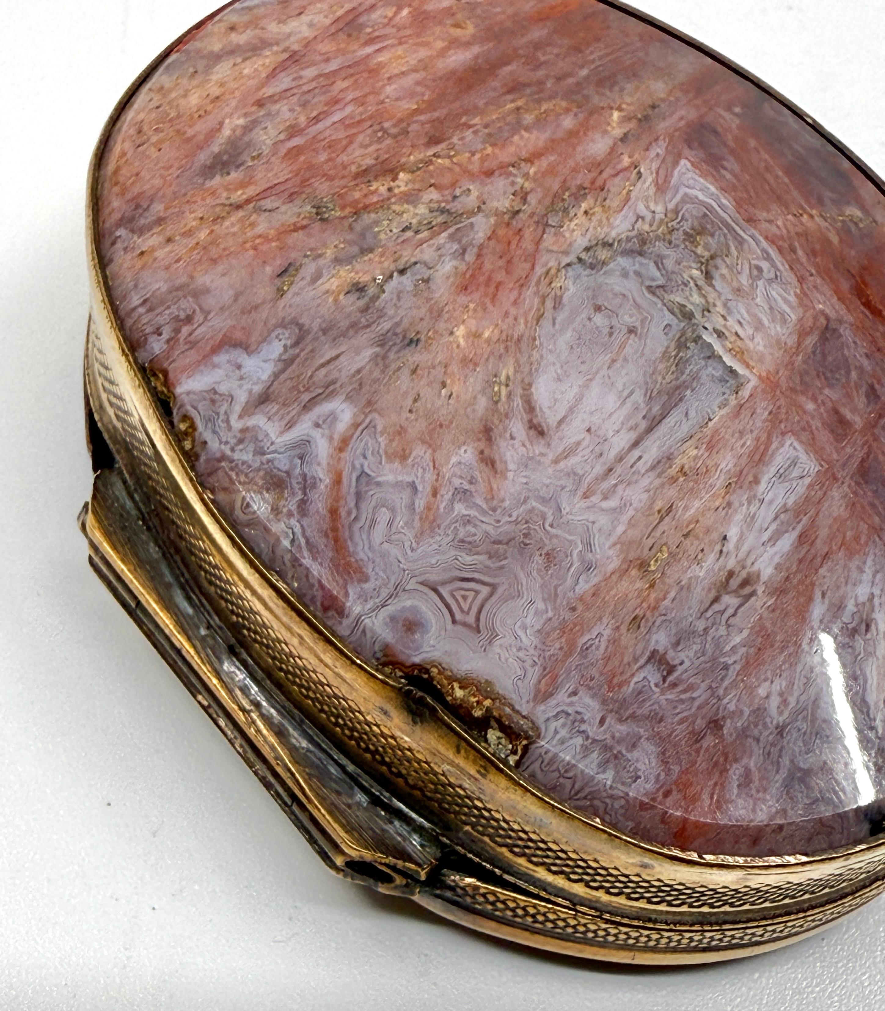 Ensemble de 3 tabatières ou boîtes à bibelots victoriennes en laiton et agate en vente 2
