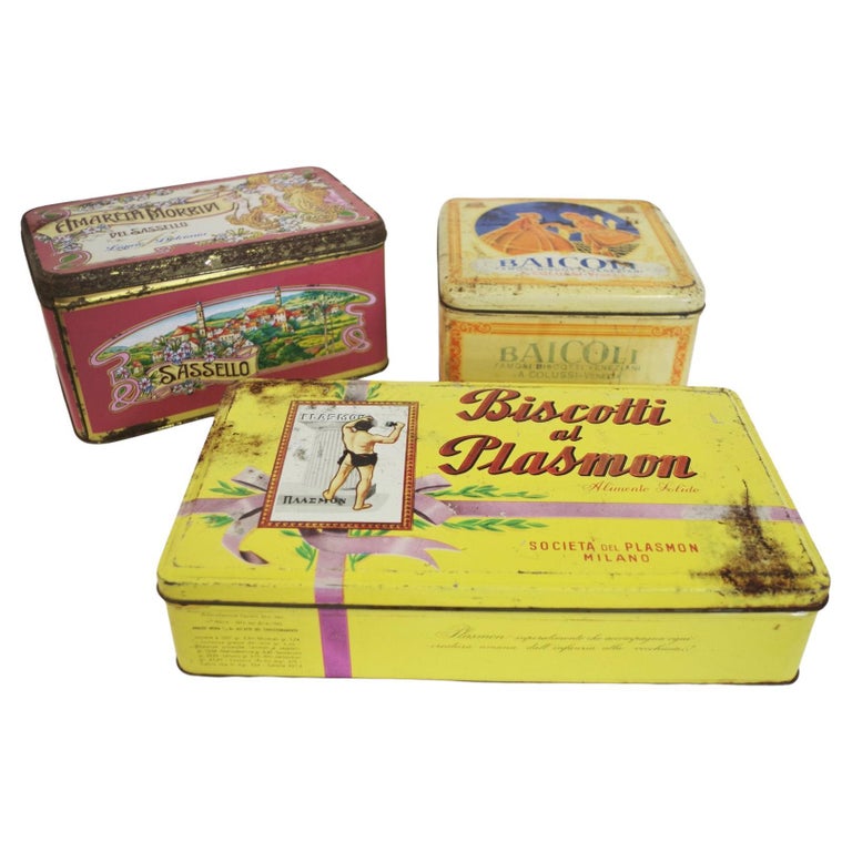 boite a biscuits vintage en étain GBC Belgium