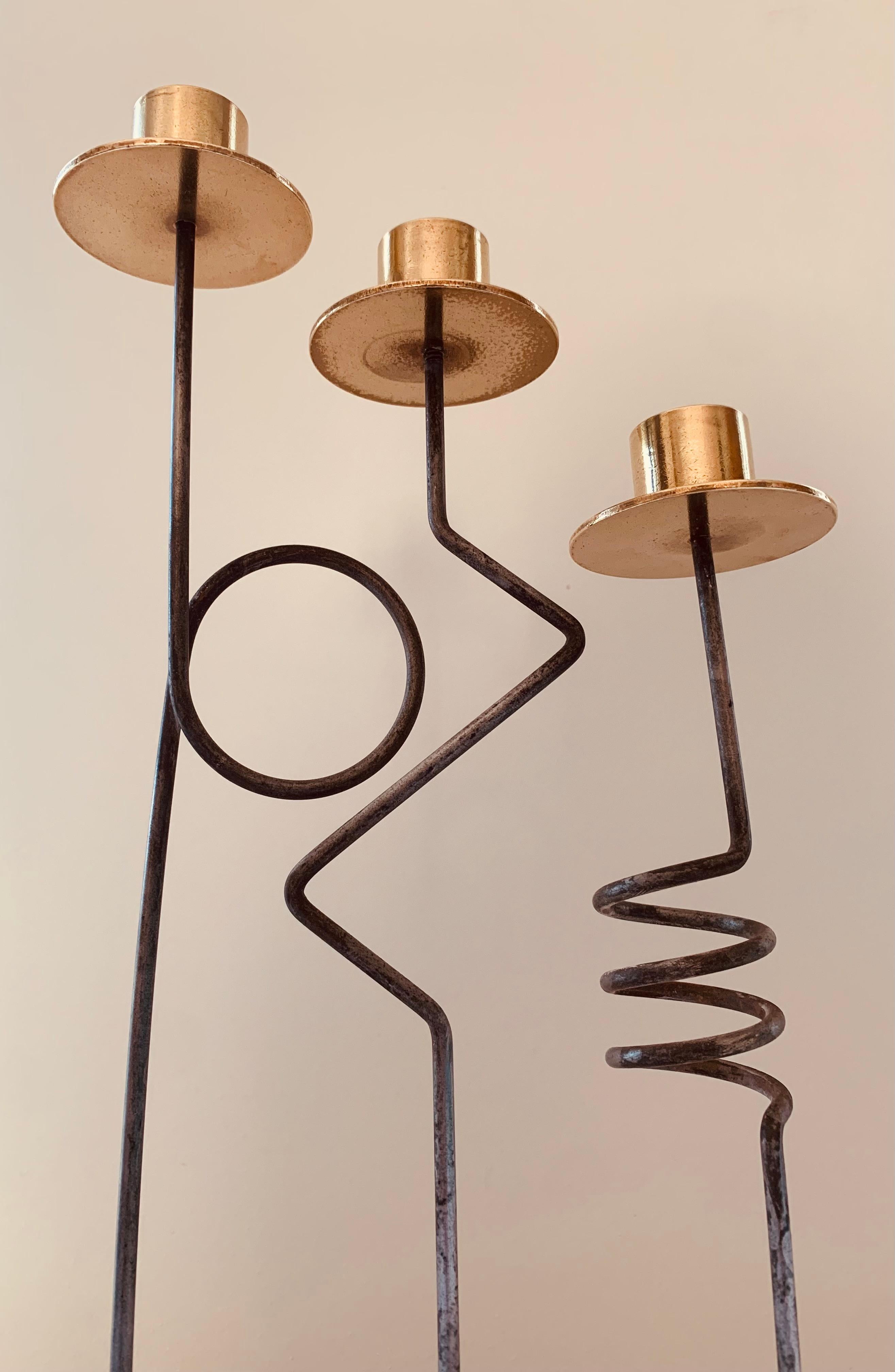 Brass Set of 3 Vintage 1980s Swedish Kräsen Ikea Candle Holders by Ehlen Johansson