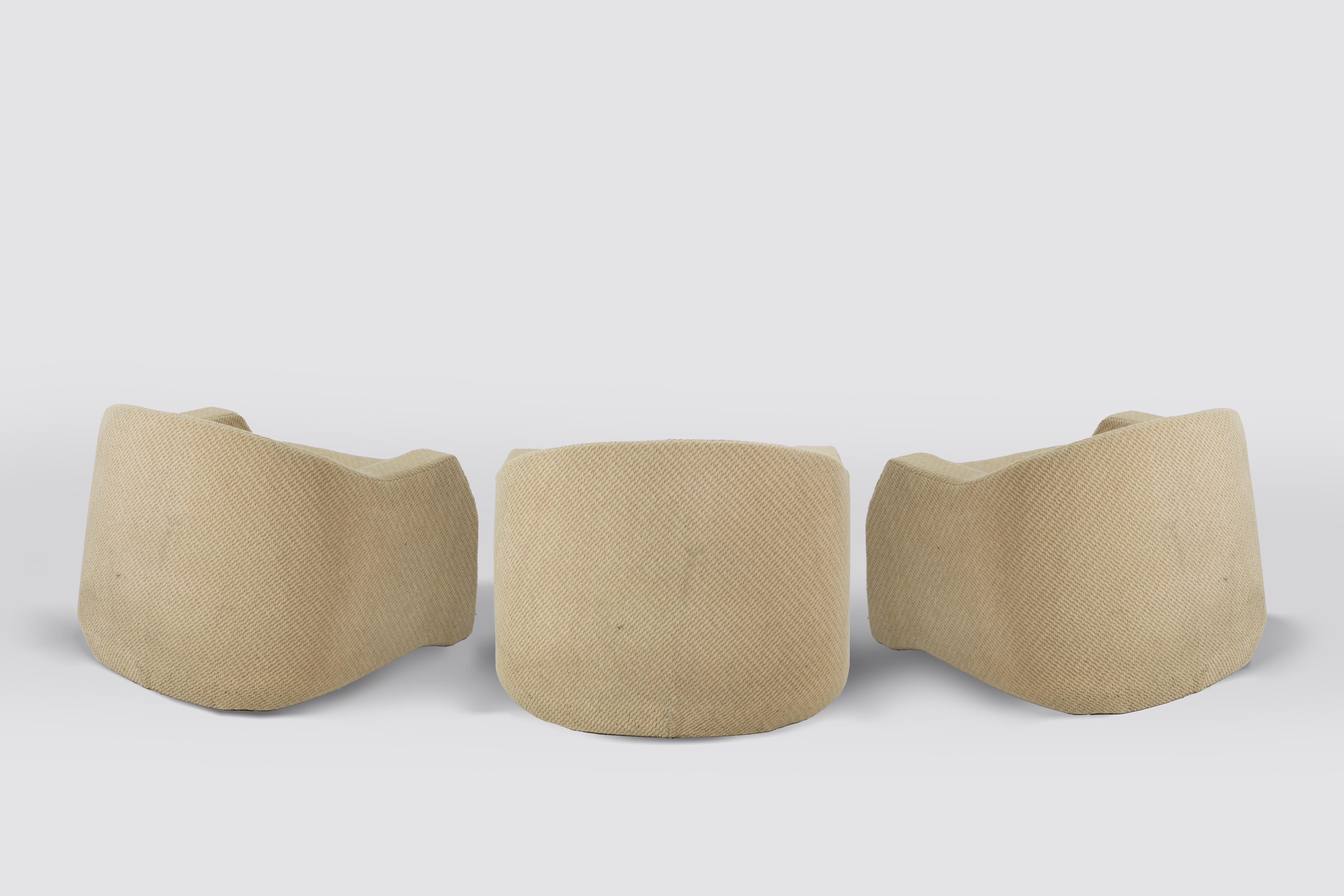 Ensemble de 3 fauteuils vintage attribués à Cassina, Italie, 1970 Bon état - En vente à Roma, IT