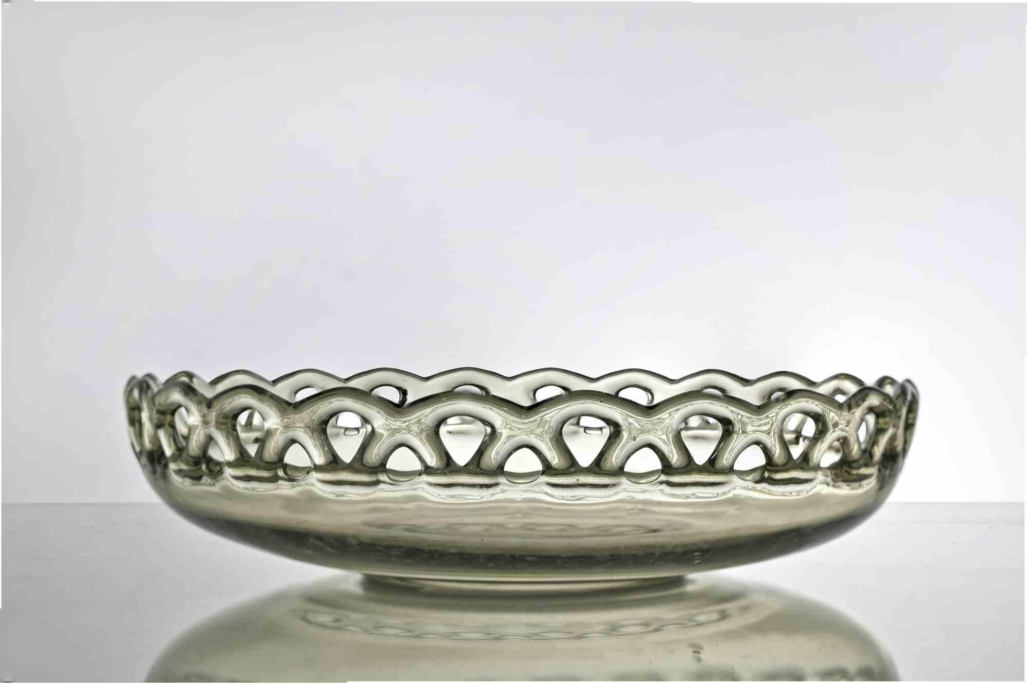 Plaque de verre d'art vintage réalisée en Italie en 1970.

Beige transparent avec des nuances de jaune.

Très bon état.