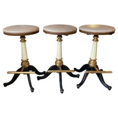 Set of 3 Vintage Bar Stools with Foot Rest