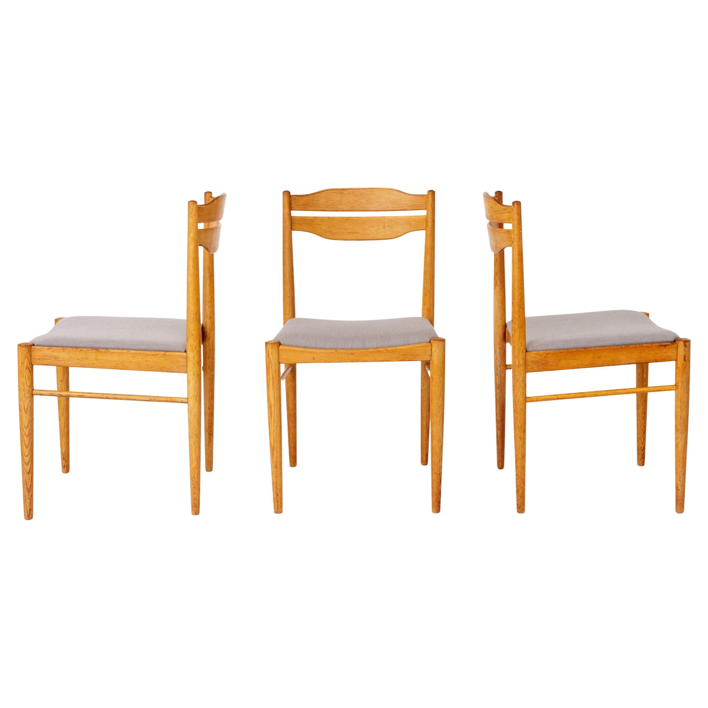 Set of 3 Vintage Beechwood Chairs  1970s German Dining Chairs  Restored